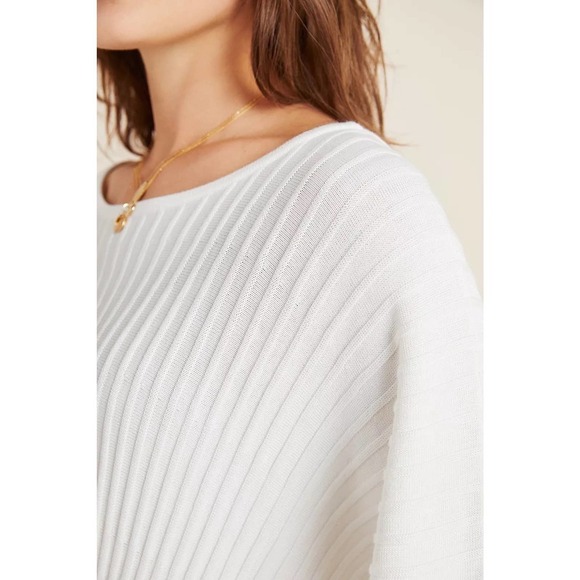 Anthropologie Karla Boat Neck Alpaca Merino Wool Blend Sweater Size Large White - Picture 6 of 12